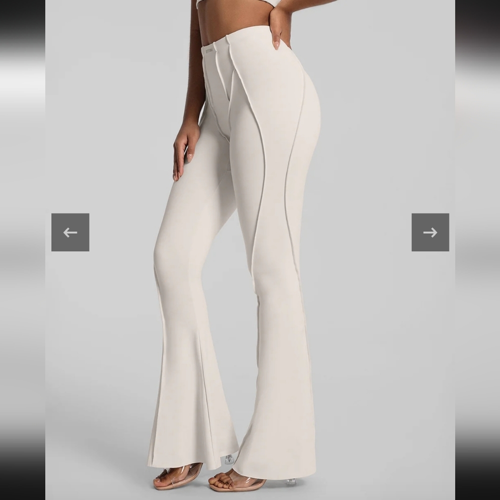 Elegant Cream Flared Women's Pants